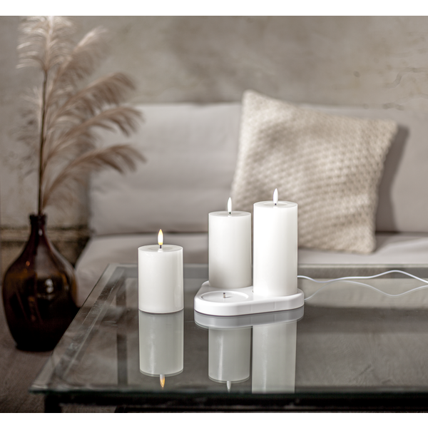 LED Blockljus 3-pack Flamme Charge USB