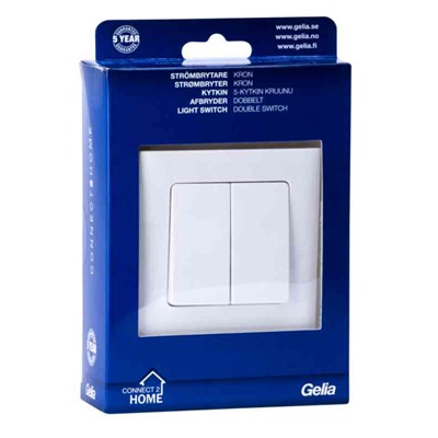 Strömbrytare kron infälld vit 16A Connect 2 Home