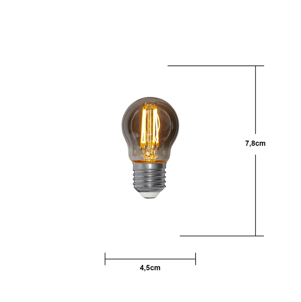 LED litet klot smoke softglow 3-steg minne 2,9W 25-150lm 2200K E27