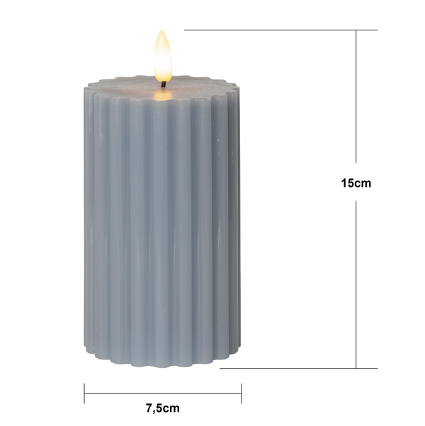 LED blockljus Flamme stripe blå 15cm timer 2xAA