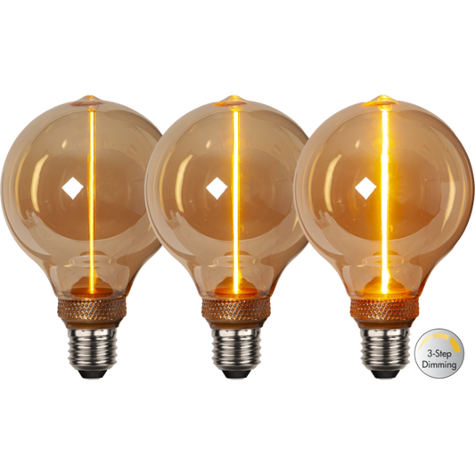 LED stor glob amber 3-steg 2W 20-100lm 1800K G95 E27