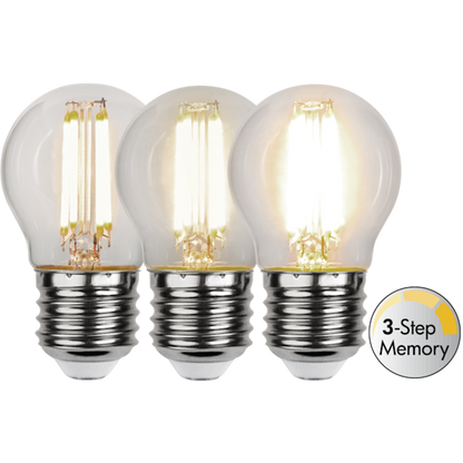 LED litet klot 3-steg minne 4.2W 470lm 3000K E27