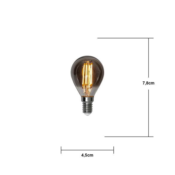 LED litet klot smoke softglow 3-steg minne 2,9W 150lm 2200K E14