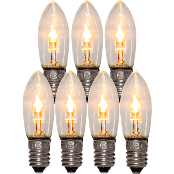 Topplampa LED klar 7-pack 10-55V 0,5W 2000K E10
