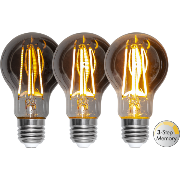 LED normalform smoke softglow 3-steg minne 3,9W 40-260lm 2200K E27