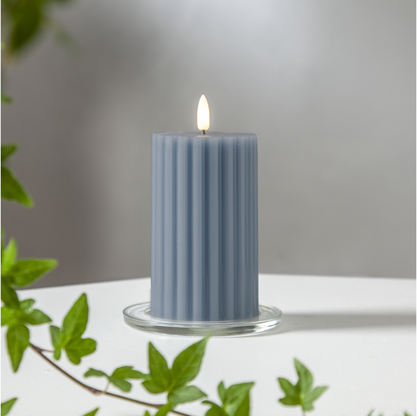 LED blockljus Flamme stripe blå 15cm timer 2xAA