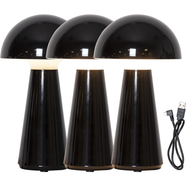 Bordlampa Mushroom laddbar 28cm hög