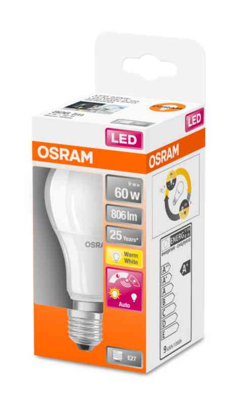 Osram LED sensorlampa 8,5W 806lm 2700K E27