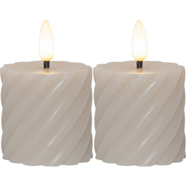 LED Blockljus 2-pack Flamme Swirl