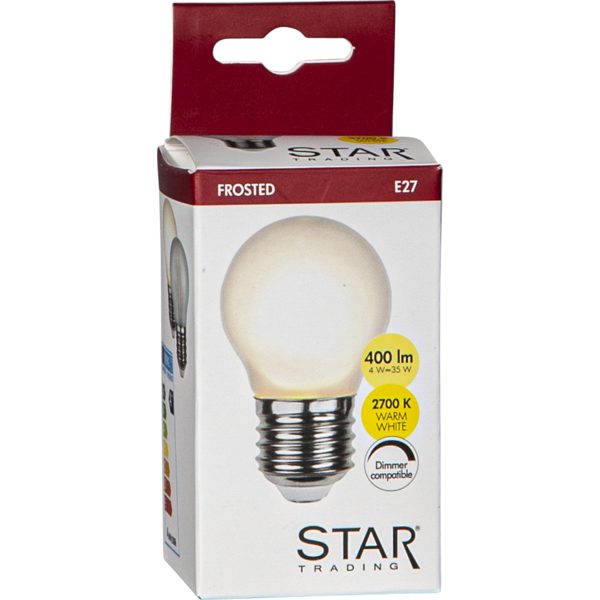 LED litet klot 4W frostad 400lm 2700K dimbar E27