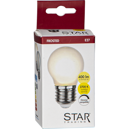 LED litet klot 4W frostad 400lm 2700K dimbar E27