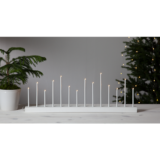 Ljusstake Echo vit-grå 14 ljus 27cm hög
