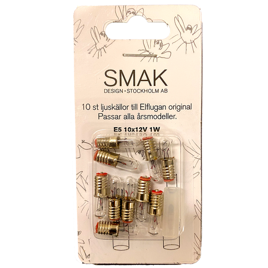 Elflugan reservlampa 10-pack 12V 1W E5